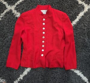 Dior Vibrant Red Button-Front Blazer Size 4